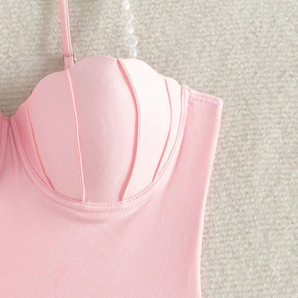 Baby Pink Cute Women's One-Piece One-Piece Swim Suit - Picture 7 of 8